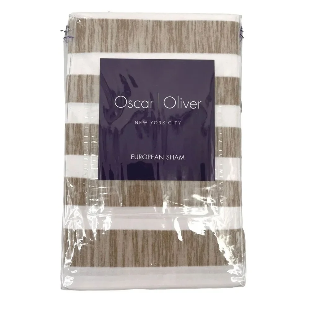Oscar Oliver Vaughn Striped Euro Pillow Sham Set Of Two Cocoa Brown